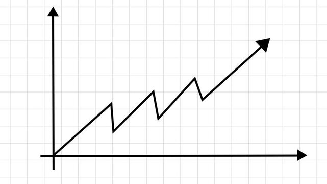 Black upward trending graph line over white grid layout. Financial success chart for corporate business profit statistics. Animated graph chart loop.