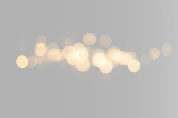 Obraz premium Luxury golden fairy lights with glowing bokeh circles, festive shimmer, glitter sparkle and dreamy light effect png