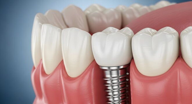 Dental implant procedure with gum and teeth