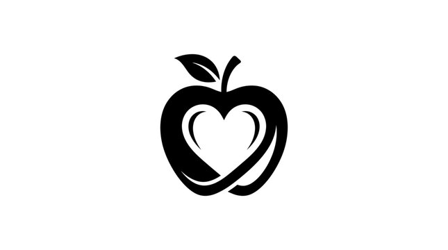 Heart Shape Apple Logo Design Concept