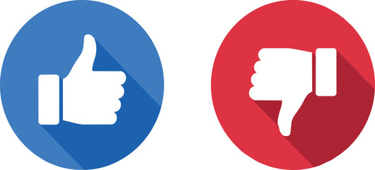 Vector graphic illustration showing thumbs up and thumbs down icons isolated on transparent background © muawiya