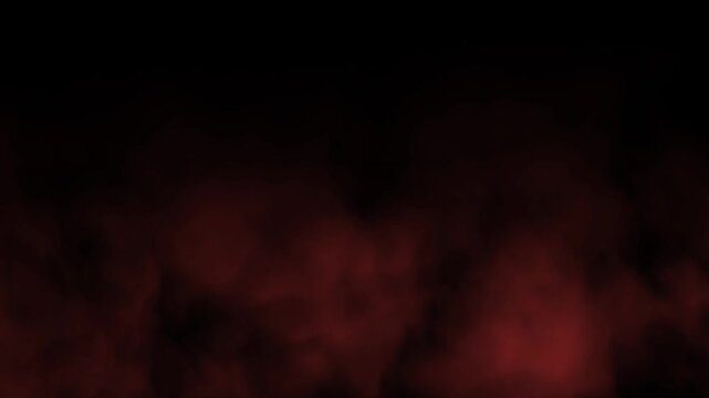 A high-quality, seamless looping motion graphic video featuring vibrant red smoke and heavy fog billowing smoothly across a dark background.