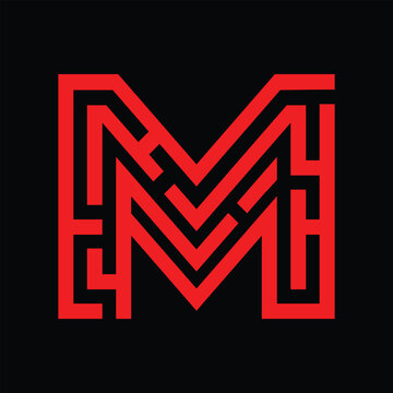 Abstract Letter M Monogram Logo Geometric Line Art Modern Corporate Brand Identity Design