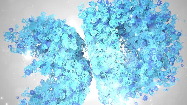 Graphic Modeling Perspective Icon Reveal Animated with Thousands of Tiny Dimension Particles