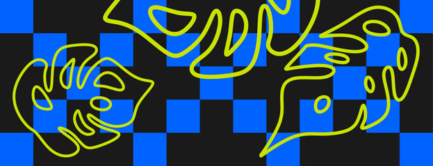 Fototapeta premium blue black tropical leaf pattern for background design