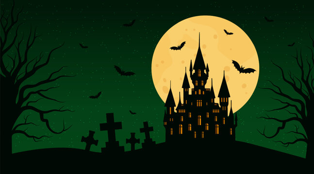 dark gothic night scene for halloween party.