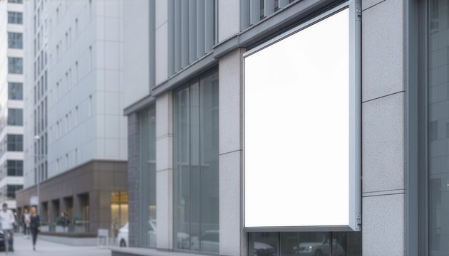 Vertical Blank Billboard Mounted on Building Side