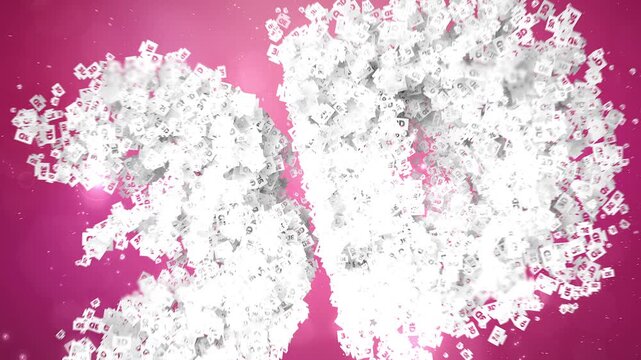 Spatial Depth Design Symbol Formation Loop with Shimmering Mesh Particle Flow Render