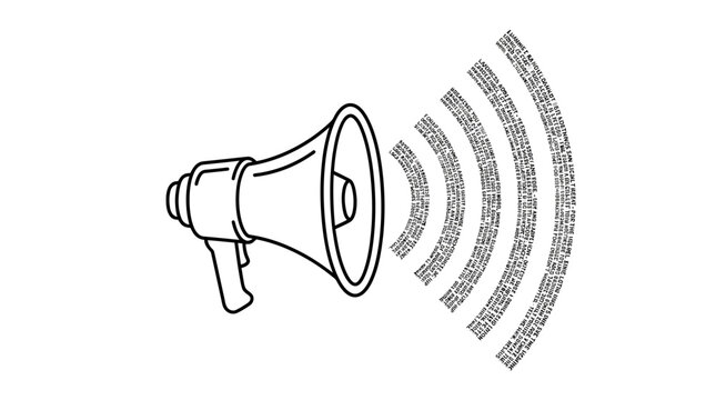 Megaphone Icon with Digital Binary Code Waves