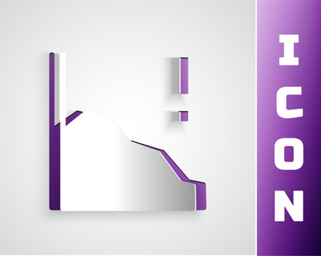 Paper cut Financial growth decrease icon isolated on grey background. Increasing revenue. Paper art style. Vector