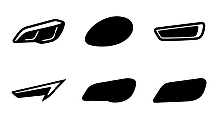 Modern car headlight icons, automotive lamp silhouettes, 6 vehicle light vector set © NST