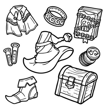 Hand Drawn RPG Item Icons Vol. 4 Fantasy Weapons, Potions & Adventure Doodle Assets