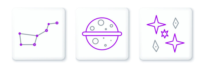Set line Planet, Great Bear constellation and Venus icon. Vector © Oksana