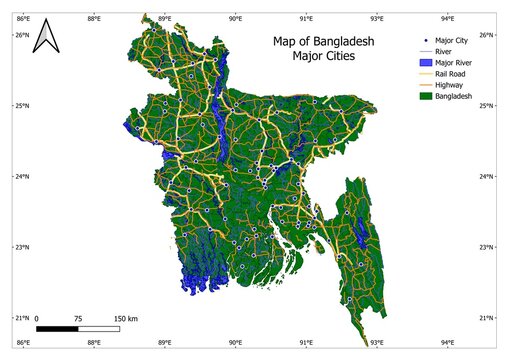 Bangladesh Map With Major Cities
