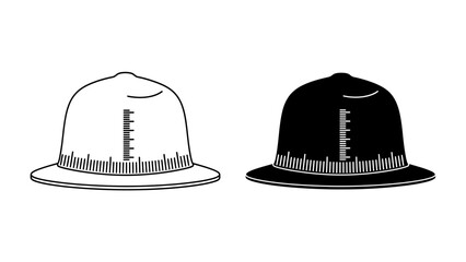 Safari Hat Duo: A striking pair of safari helmets, one rendered in stark black and white outline, the other in a bold black silhouette, showcasing classic adventure headwear with distinct detail. © abidakhatun