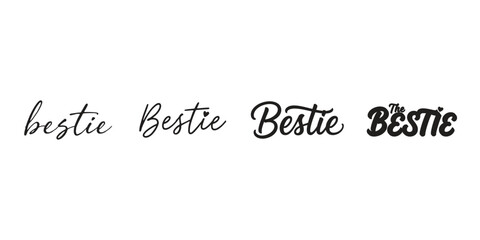Fototapeta premium Bestie Lettering Bundle with Handwritten Calligraphy Text Designs for Cricut and T-Shirt Vector Illustration