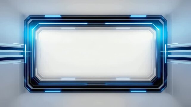 Rectangular frame revealed by horizontal scanning light lines  scan sweeps down 