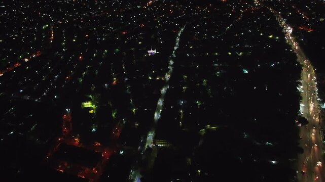 Drone Footage of Makassar City Skyline at Night