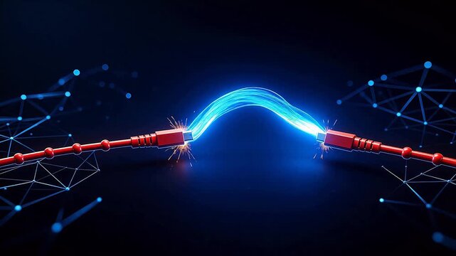 Connecting cables with blue energy arc