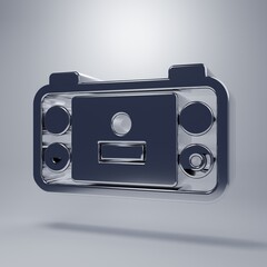 Chrome Portable video game console icon isolated on grey background. Handheld console gaming. Minimalism concept. 3D render illustration © Vadim