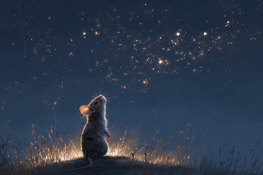 mouse looking up at stars on a clear night