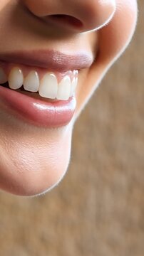 Close up of a young perfect clean white tooth smile