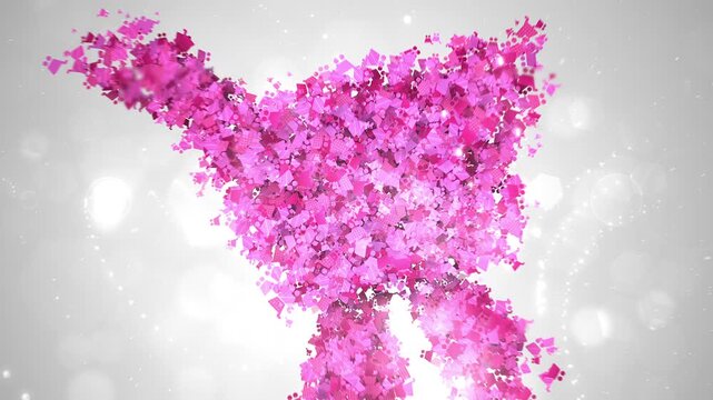 3D Shopping Cart Symbol Formed by Small Floating Market Particles Background Motion Graphic