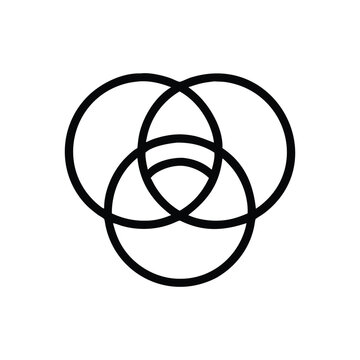Three Intersecting Circles Diagram in Black and White Minimalist Style