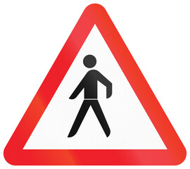 Warning road sign used in Iran - Pedestrians © jojoo64