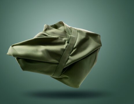 premium sage green baju koko floating on solid background