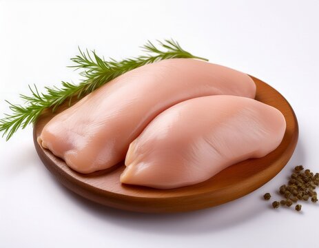 raw chicken breast fillet showing fresh poultry meat on white background