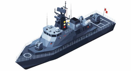 Modern Military Patrol Boat with Cannons and Radar. © Vario