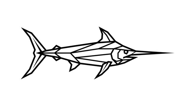 Geometric swordfish marlin fishing logo.