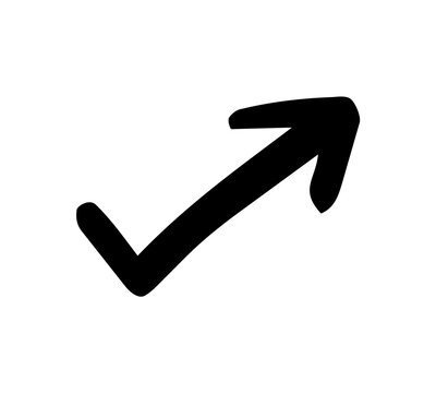 上昇する手書き矢印　黒