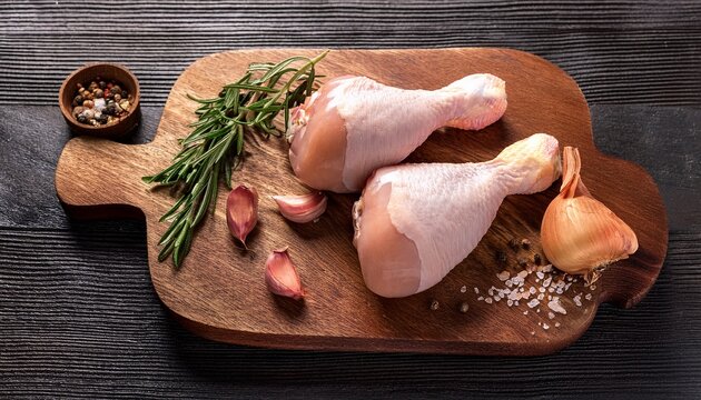raw chicken leg drumstick meat preparing for cooking