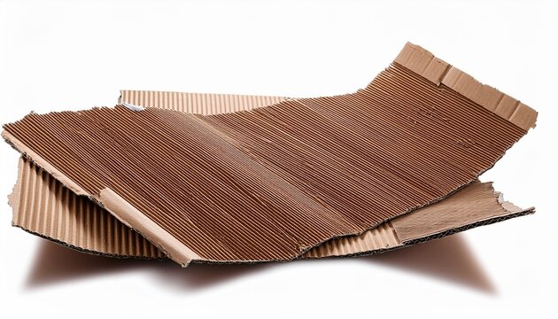 torn brown corrugated cardboard texture with transparent backgro