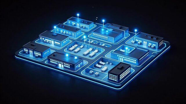 Futuristic industrial complex layout