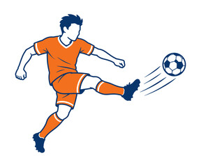 Fototapeta premium Soccer Player Powerful Shoot Action Vector Illustration