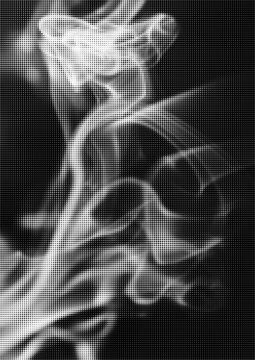 Large vector halftone smoke texture with a transparent background