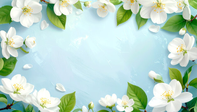 Wei&szlig;e Fr&uuml;hlingsbl&uuml;ten als floraler Rahmen