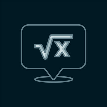 Line Square root of x glyph icon isolated on black background. Mathematical expression. Flat filled outline style with shadow. Vector