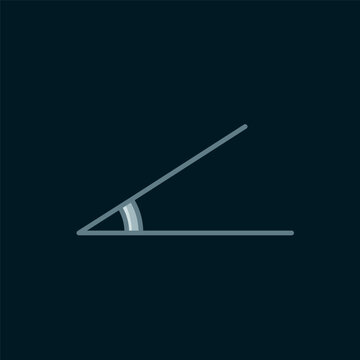Line Acute angle of 45 degrees icon isolated on black background. Flat filled outline style with shadow. Vector