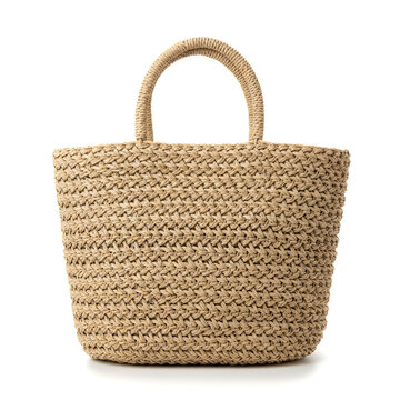 Brown woven tote bag with natural handles
