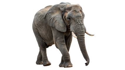 Fototapeta premium Large wild African elephant standing powerful mammal isolated on transparent background