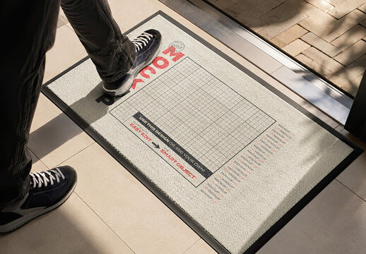 Doormat Design Mockup with Stepping Foot