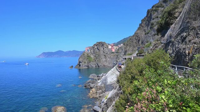 Approaching Manarola, on the approach to Vell di'Amore, Italy.