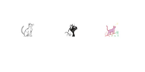 Graceful feline illustration looking upwards, capturing natural curiosity and elegance in white background. © humayra