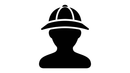Fototapeta premium Explorer Silhouette: A stylized black silhouette of an explorer wearing a safari hat, representing adventure and discovery.