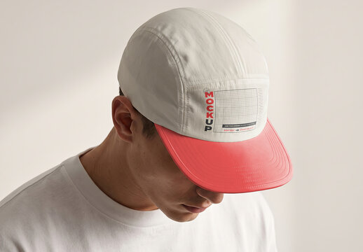 Logo Message Brand Front on Baseball Cap Fashion Mockup
