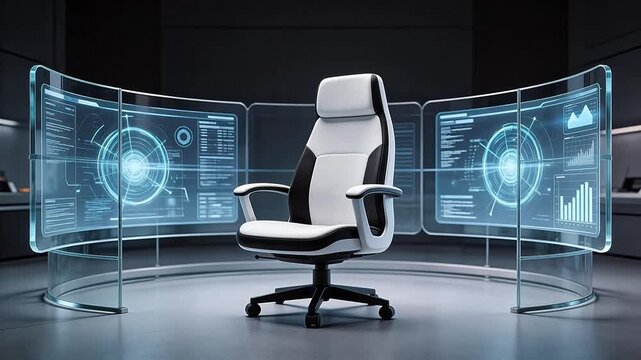 Futuristic office chair in high tech room